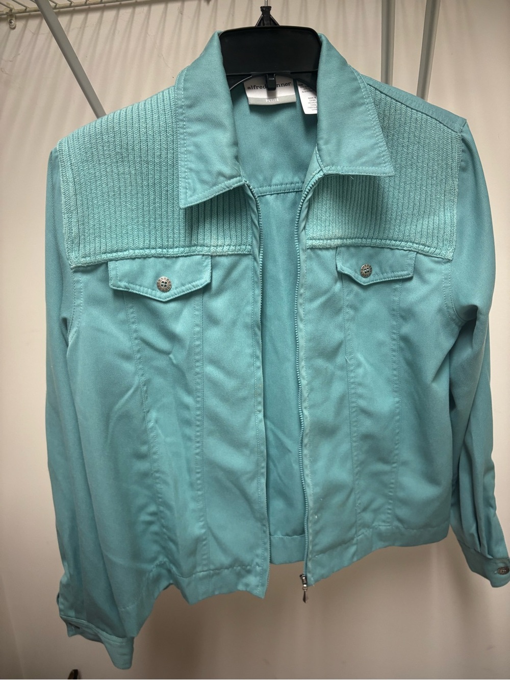 Alfred Dunner Aqua Zip-Front Jean Jacket